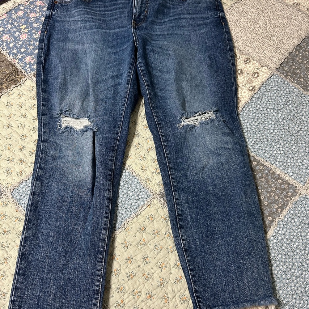 Distressed Blue Jeans